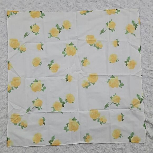 Lemlem White and Yellow Floral Bandana Scarf for body or purse 22.5" - Picture 4 of 4
